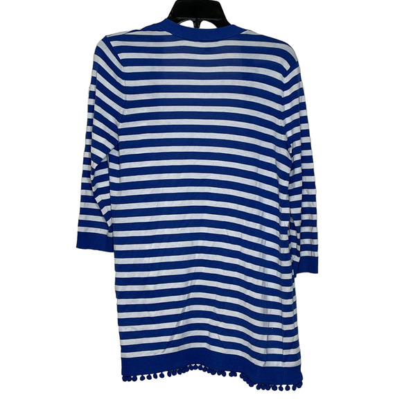 Talbots Petites Open Front Cardigan Size SP Blue White Striped Womens 3/4 Sleeve - Picture 5 of 5